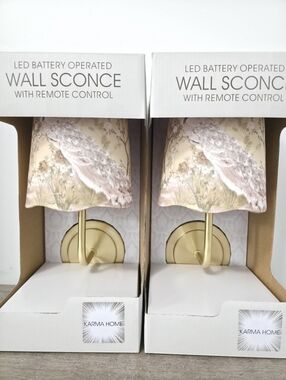2 Karma Home LED Wall Sconce Remote Control Peacock Shades Viral TikTok